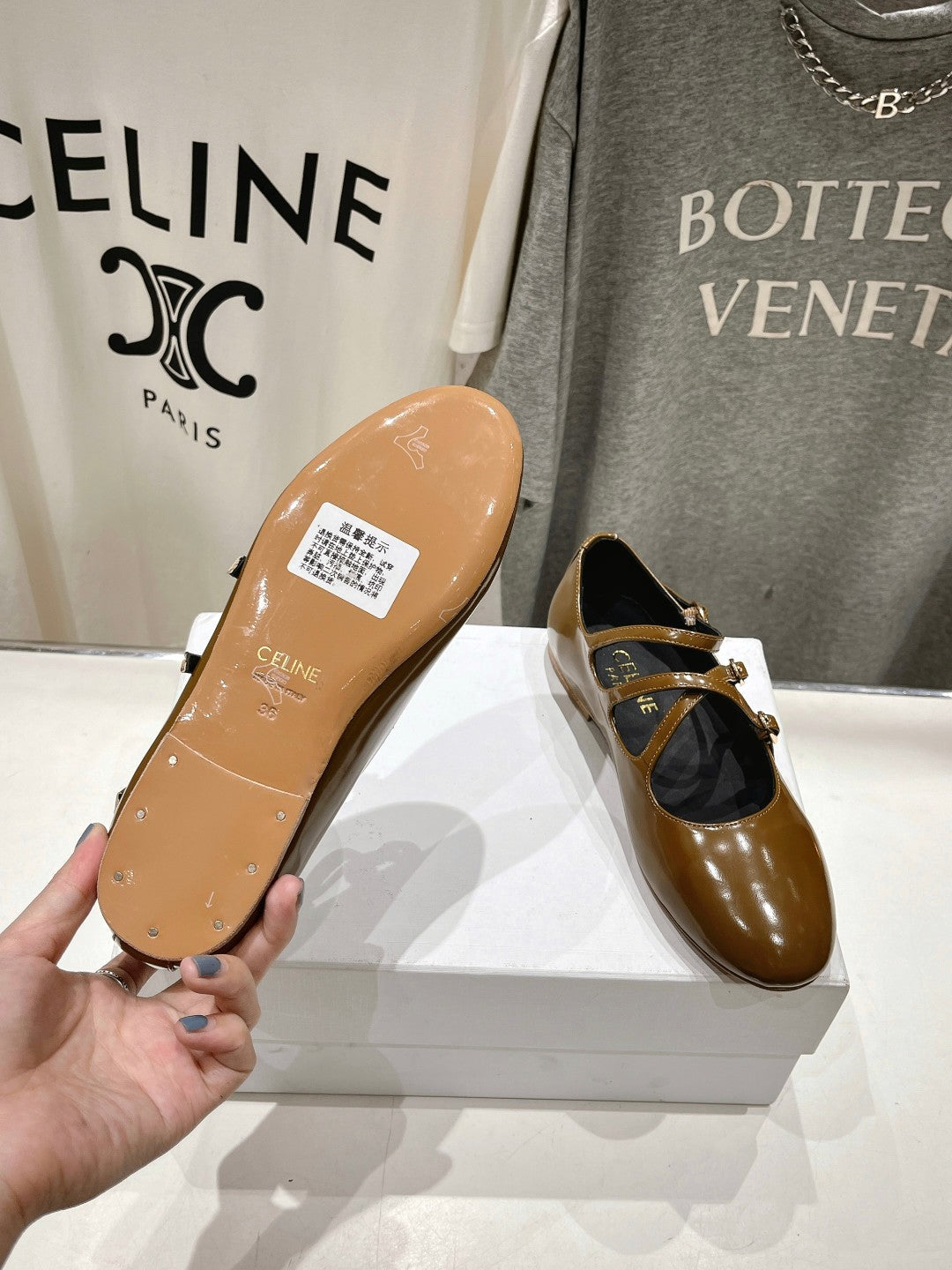 BALLET FLAT WITH CROSSOVER STRAP IN SEPIA BROWN LAMBSKIN