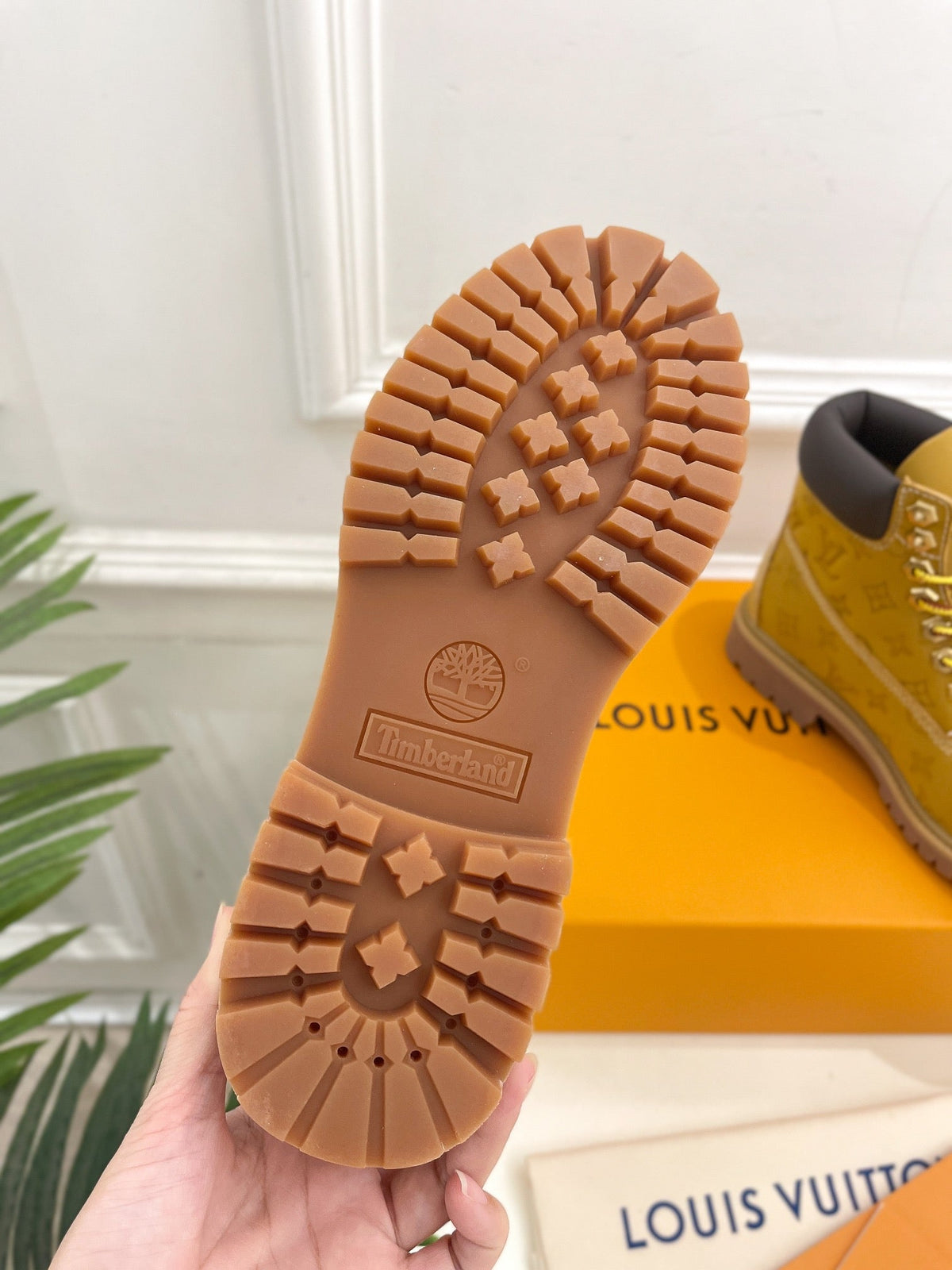 LV X TIMBERLAND MARTIN BOOT IN PEANUT BROWN MONOGRAM SUEDE