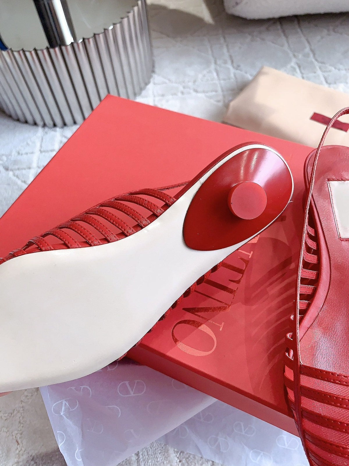 Mesh Slingback Ballerina Red