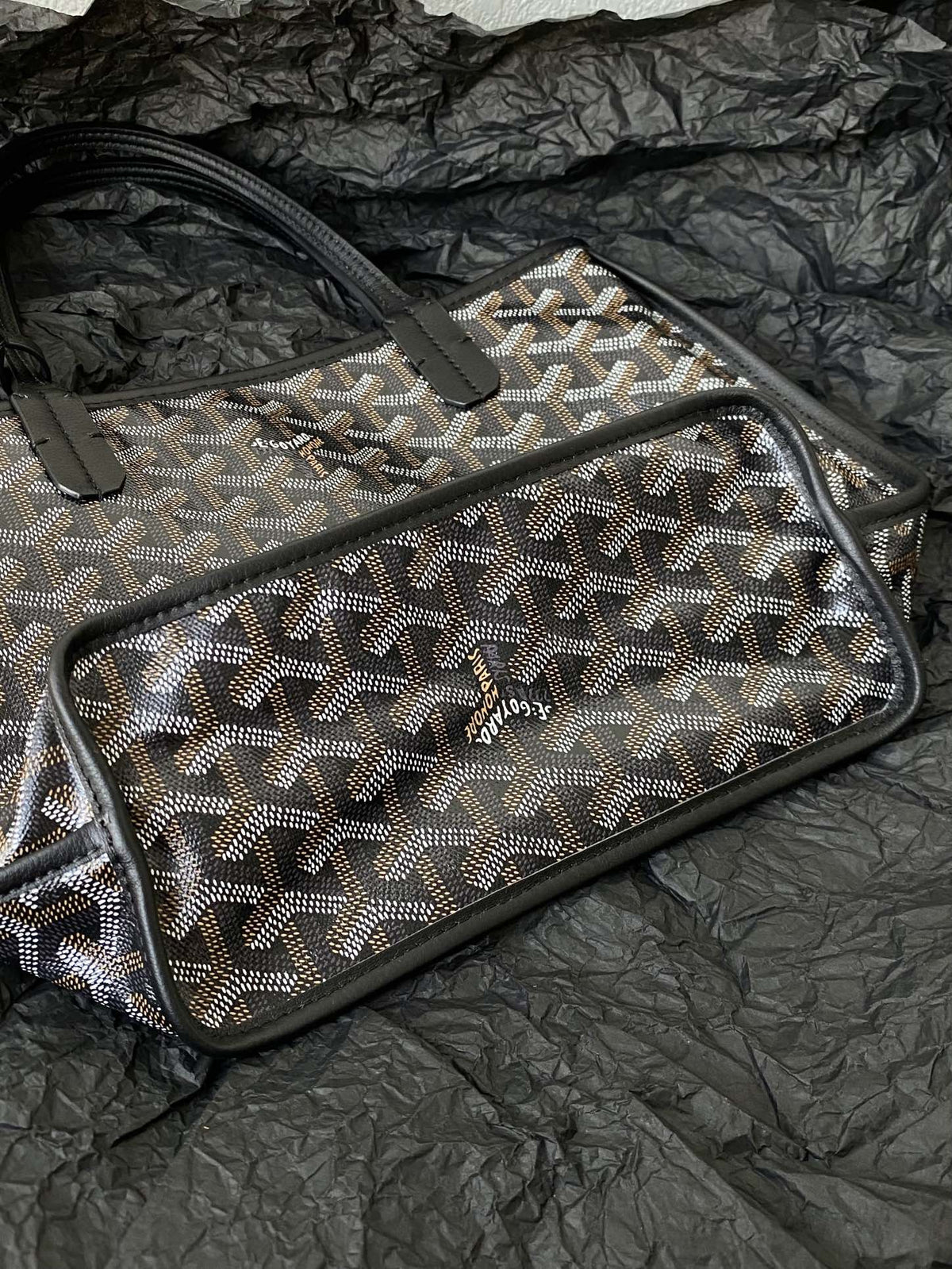 GOYARD Goyardine Reversible Mini Anjou Black 1661918