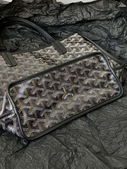GOYARD Goyardine Reversible Mini Anjou Black 1661918