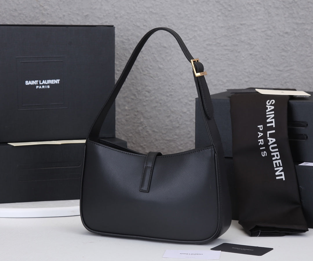 Saint Laurent Smooth Calfskin Le 5 A 7 Mini Hobo Black