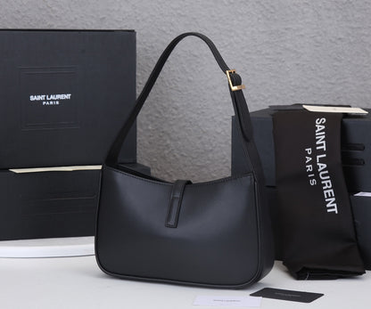 Saint Laurent Smooth Calfskin Le 5 A 7 Mini Hobo Black