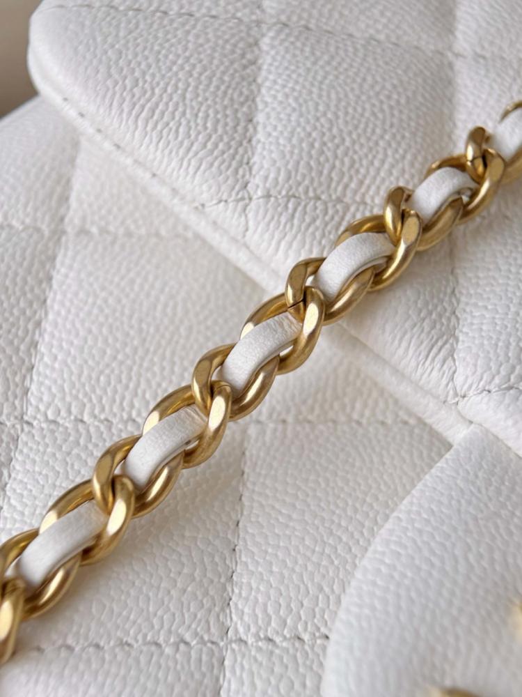 Chanel Small Classic Flap Top Handle White