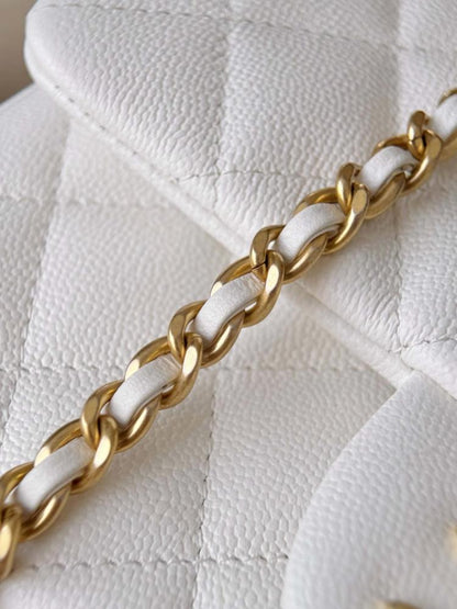 Chanel Small Classic Flap Top Handle White