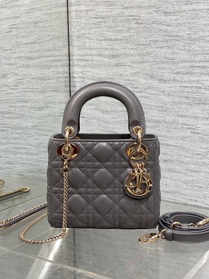 Christian Dior Mini Lady Dior bag in gray