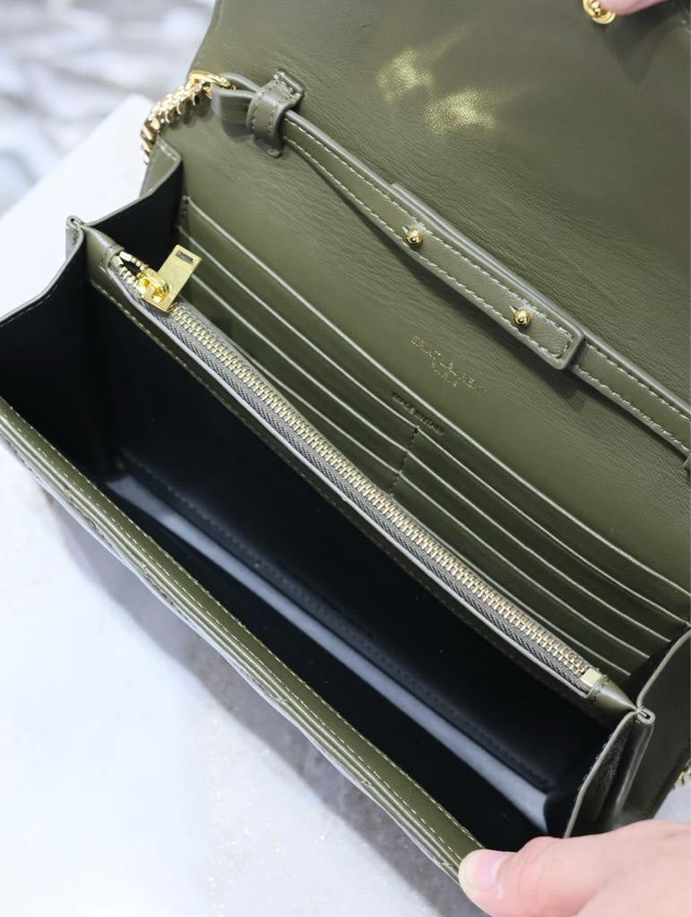 Saint Laurent chain wallet dark green