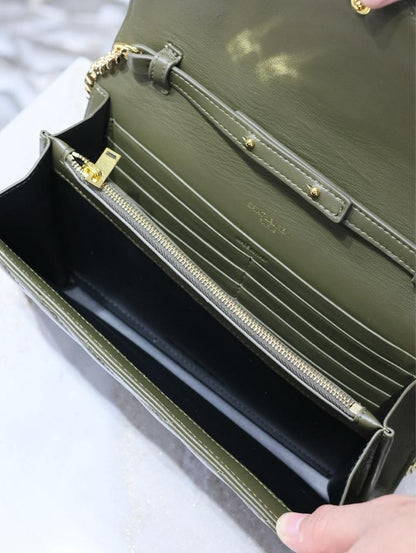Saint Laurent chain wallet dark green
