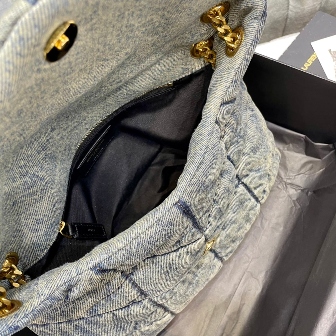 SAINT LAURENT Solferino Medium Cotton And Leather Shoulder Bag