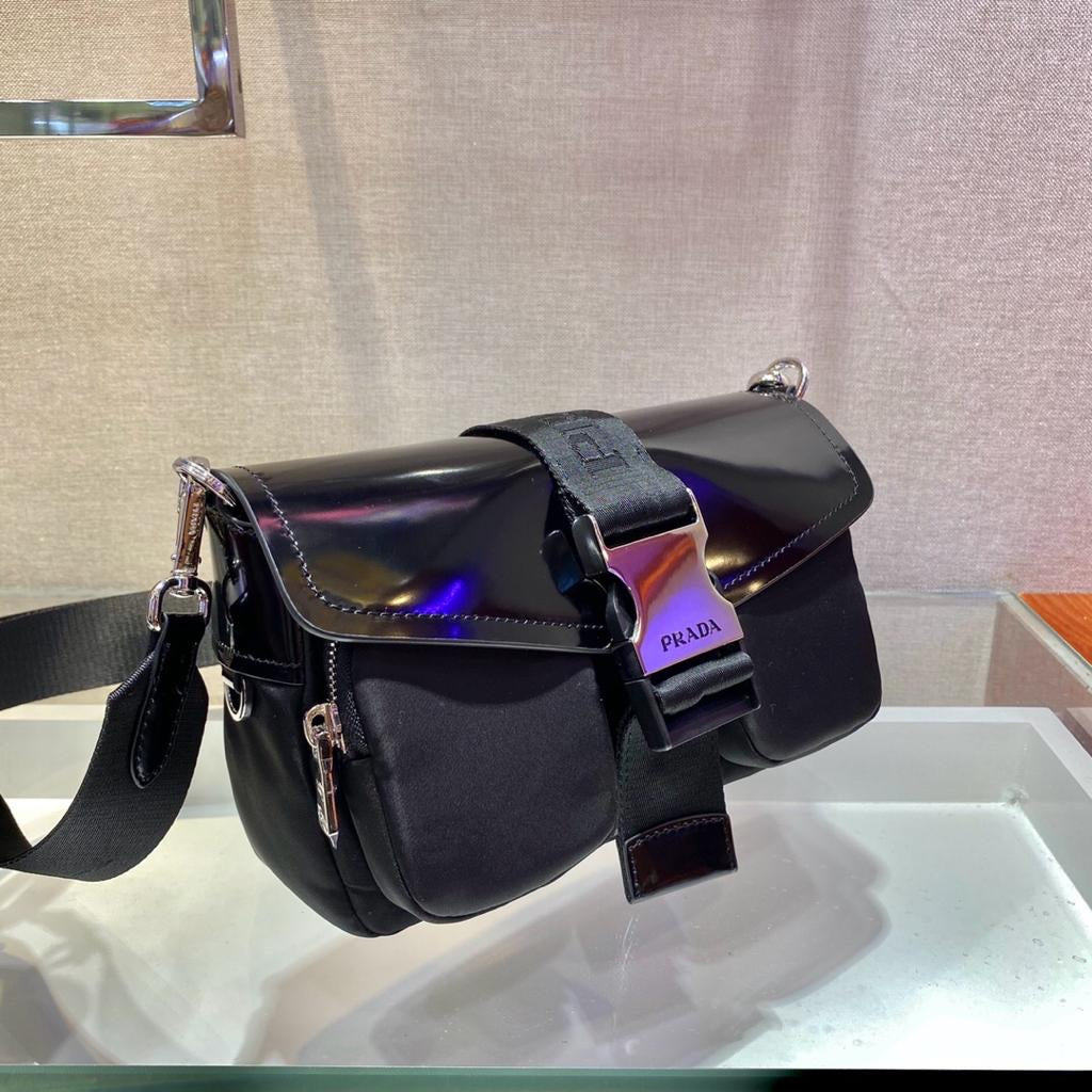 Prada Buckle Pocket Crossbody Bag Spazzolato Leather