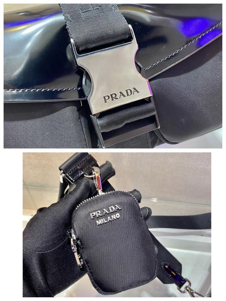 Prada Buckle Pocket Crossbody Bag Spazzolato Leather