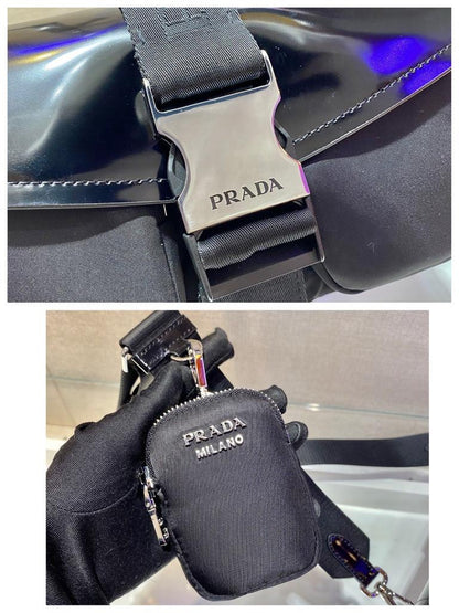 Prada Buckle Pocket Crossbody Bag Spazzolato Leather