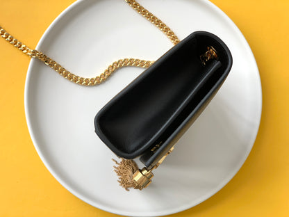 Saint Laurent Black Leather Small Kate Tassel Crossbody Bag