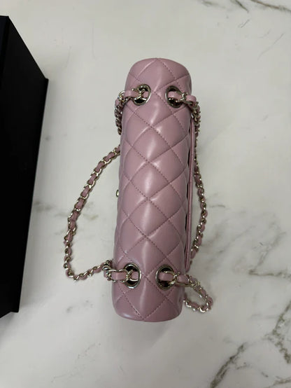 Chanel Classic Double Flap 25 Shoulder Bag Iridescent Pink