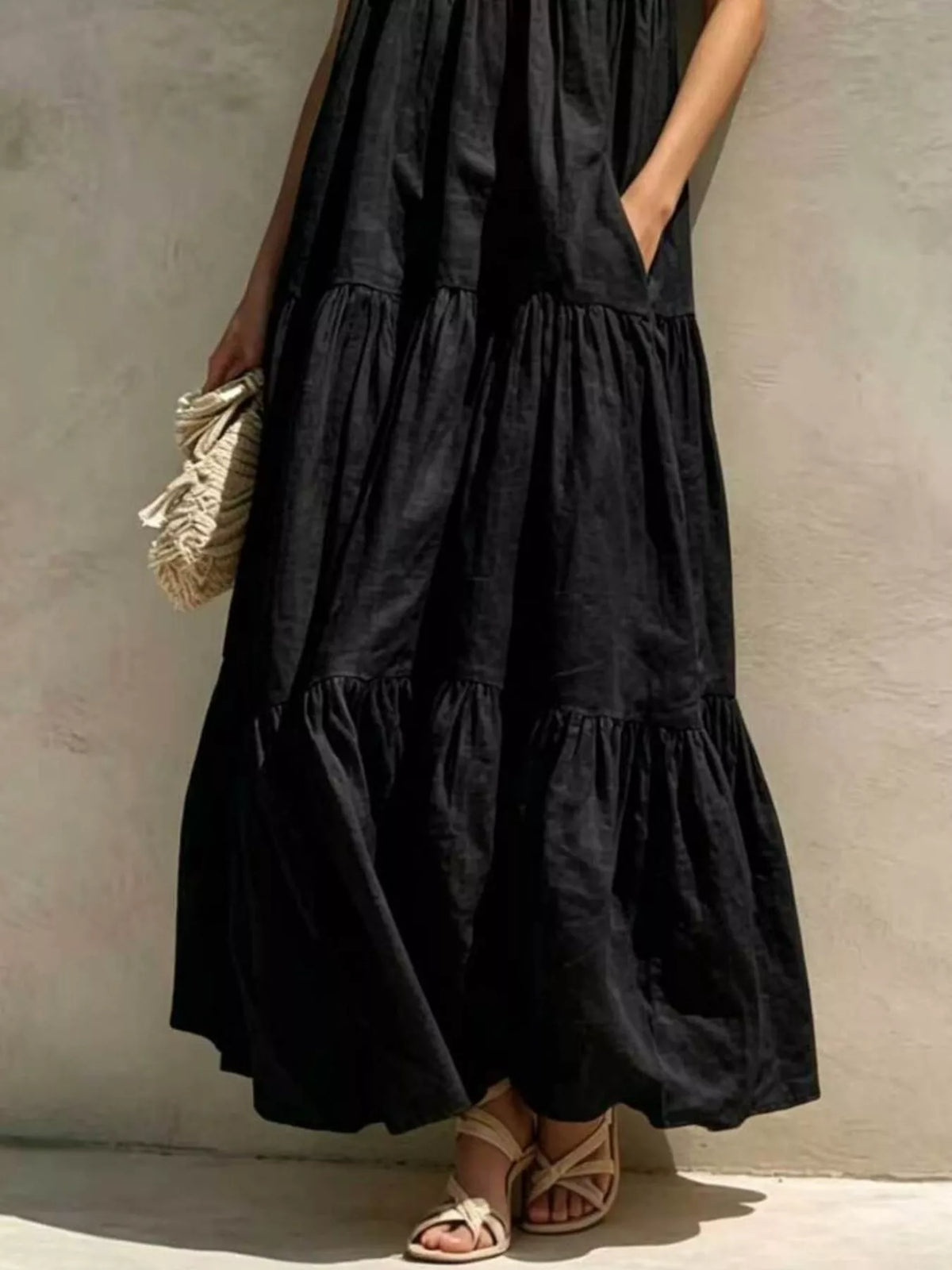 Tiered Scoop Neck Maxi Dress