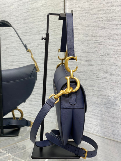 Dior Saddle Bag in Deep Ocean Blue Gold Hardware