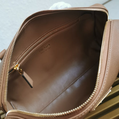 Prada Caramel Medium leather top-handle bag with padlock