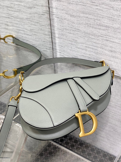 Dior Saddle Bag in Stone Gray Gold Hardware