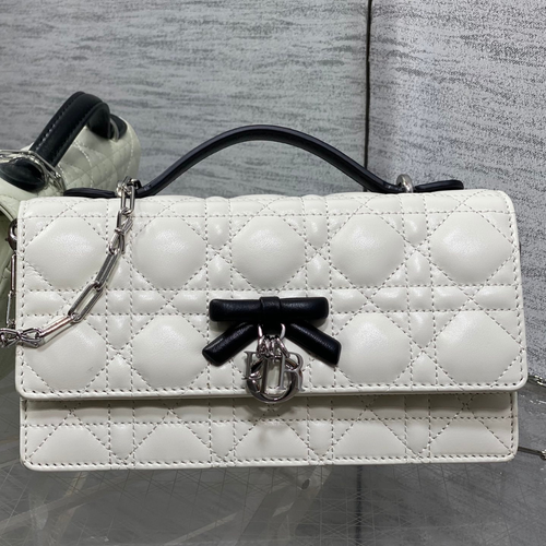 Dior My Dior Mini Bag in white and black lambskin