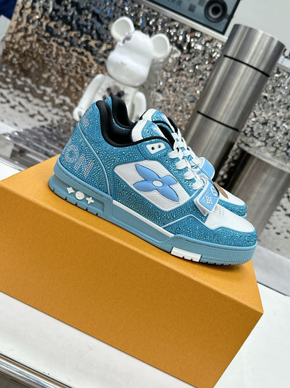 LV Women Blue White Leather Sneakers