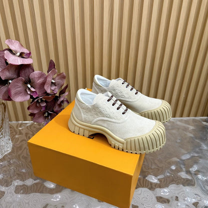 LV Women Beige Suede Casual Sneakers