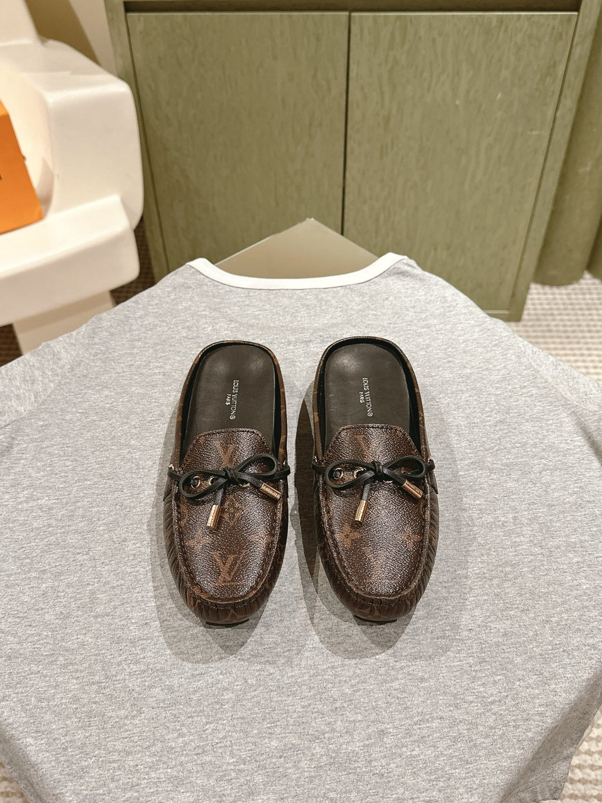 LV Women Brown Leather Loafers