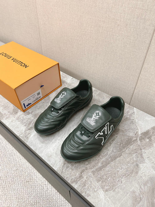 LV Women Dark Green Leather Sneakers