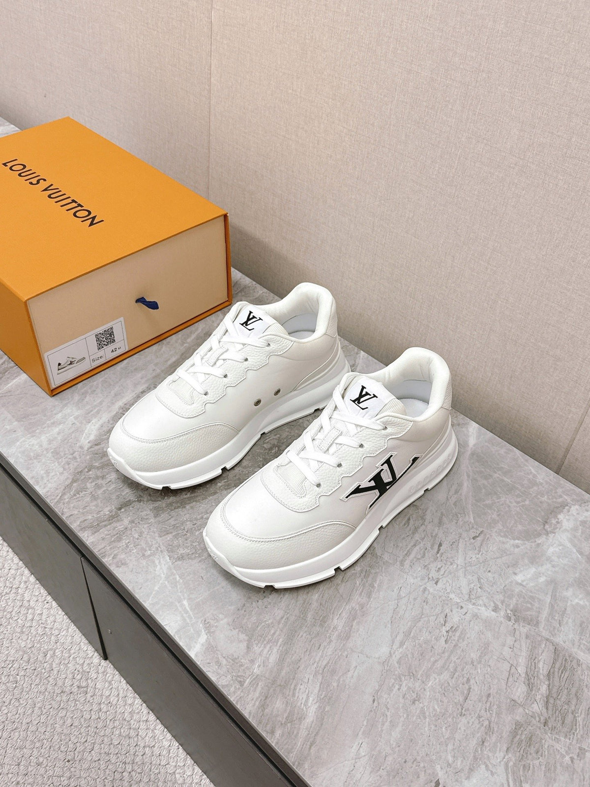 LV Women White Leather Sneakers