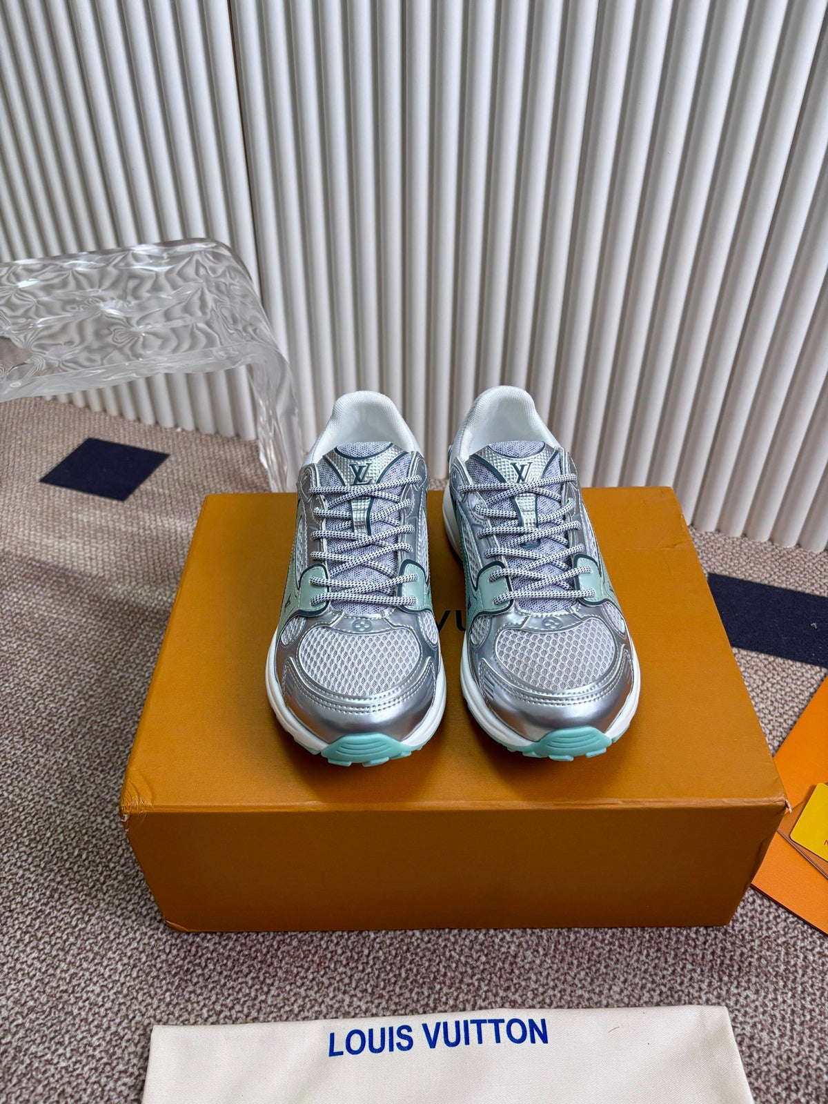 LV Women Silver Mesh Metallic Sneakers
