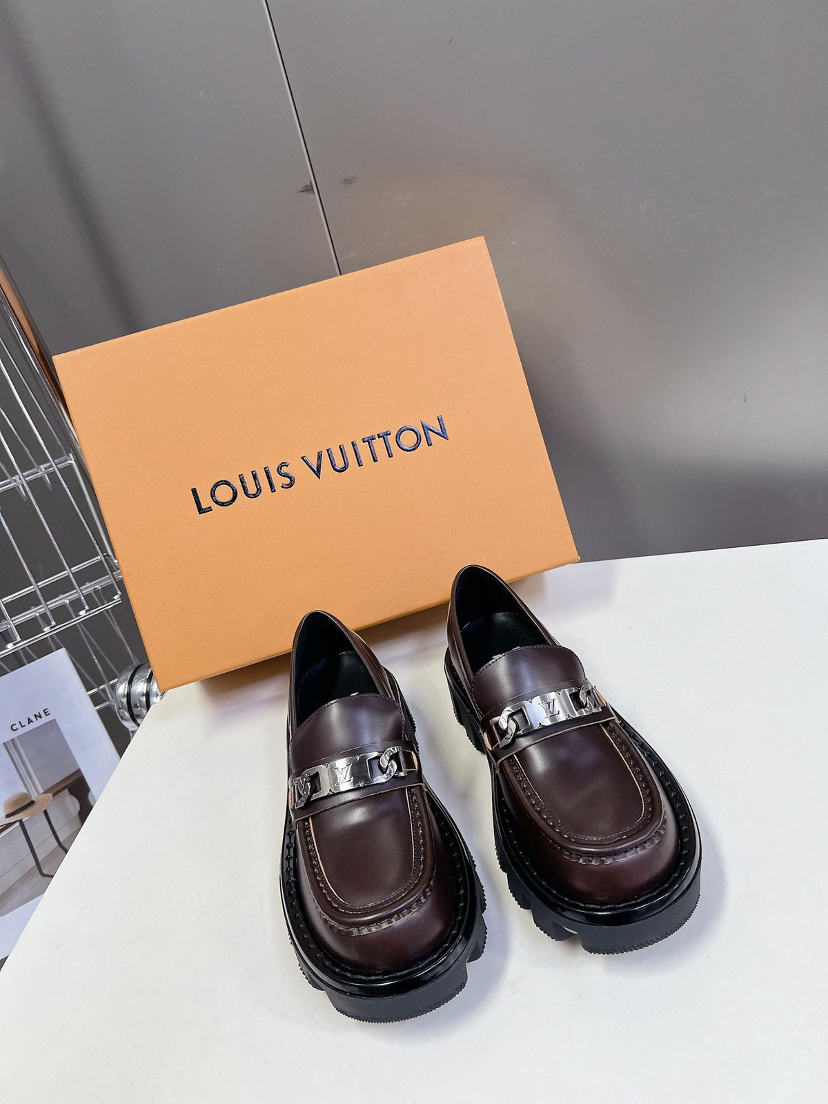 LV Women Brown Leather Chunky Loafers