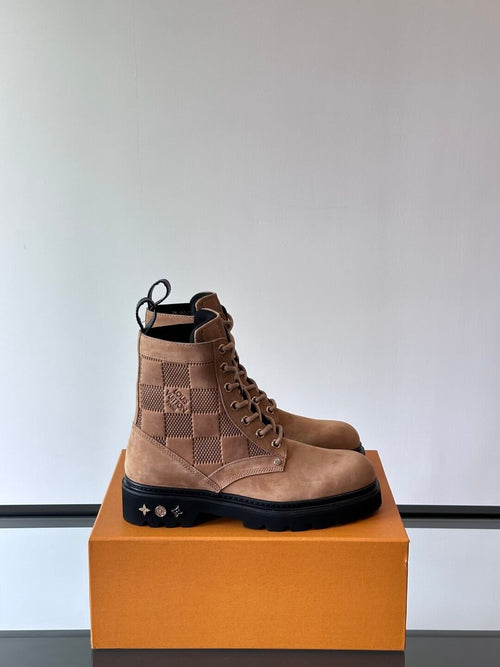 LV Men Beige Nubuck Leather Boots