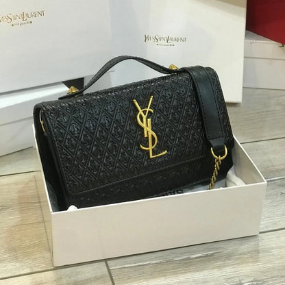 Saint Laurent Leather Chain Wallet Clutch Bags
