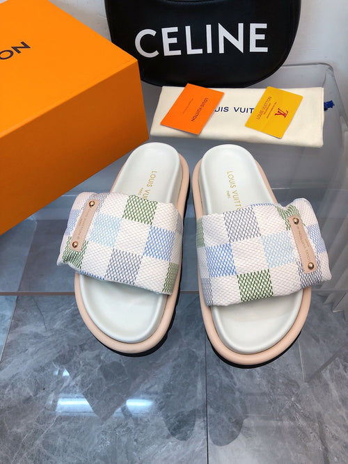 LV Women Multi Color Patterned Fabric Slippers