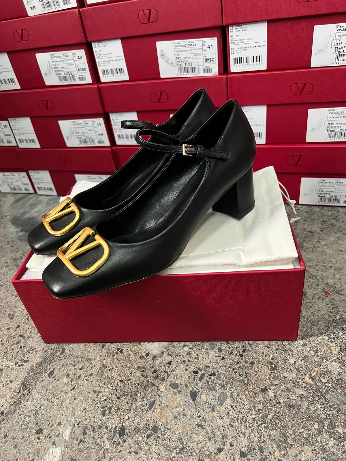 Valentino Women Black Leather Heels