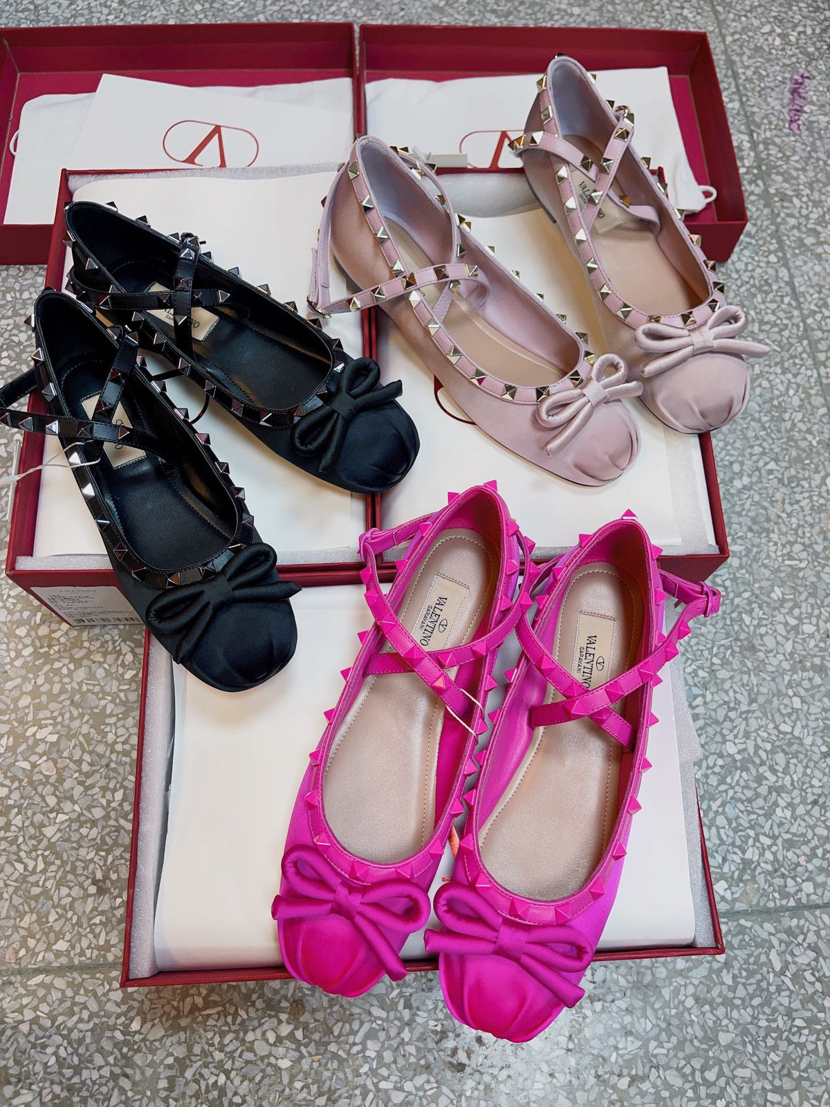 Valentino Women Pink Satin Bow Strap Flats