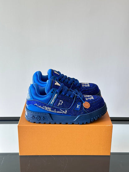 LV Men Blue Fabric Embellished Sneakers