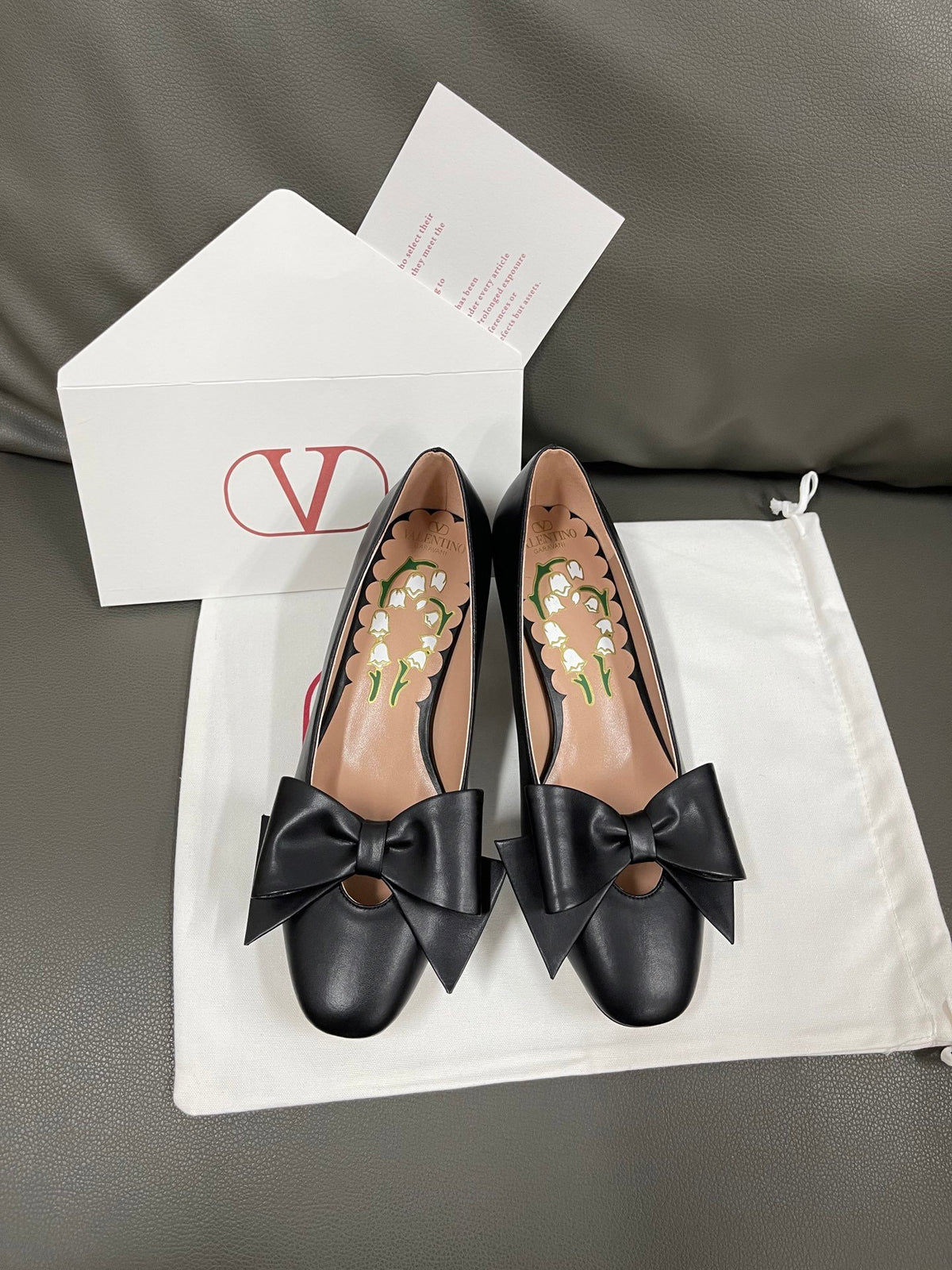 Valentino Women Black Leather Bow Detail Flats