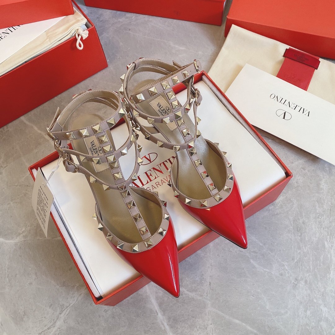 Valentino Women Red Patent Leather Studded Heels