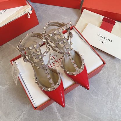 Valentino Women Red Patent Leather Studded Heels
