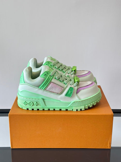 LV Men Light Green Leather Sneakers