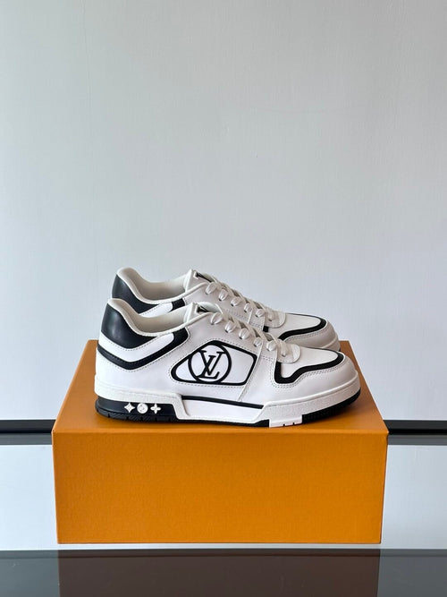 LV Men White Black Leather Sneakers