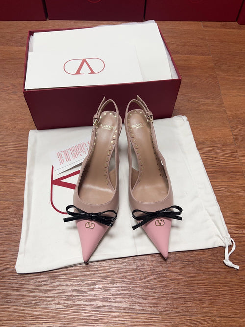 Valentino Women Pink Leather Pointed Toe Pumps