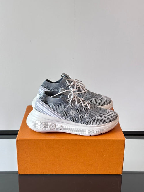 LV Men Grey Knit Fabric Sneakers