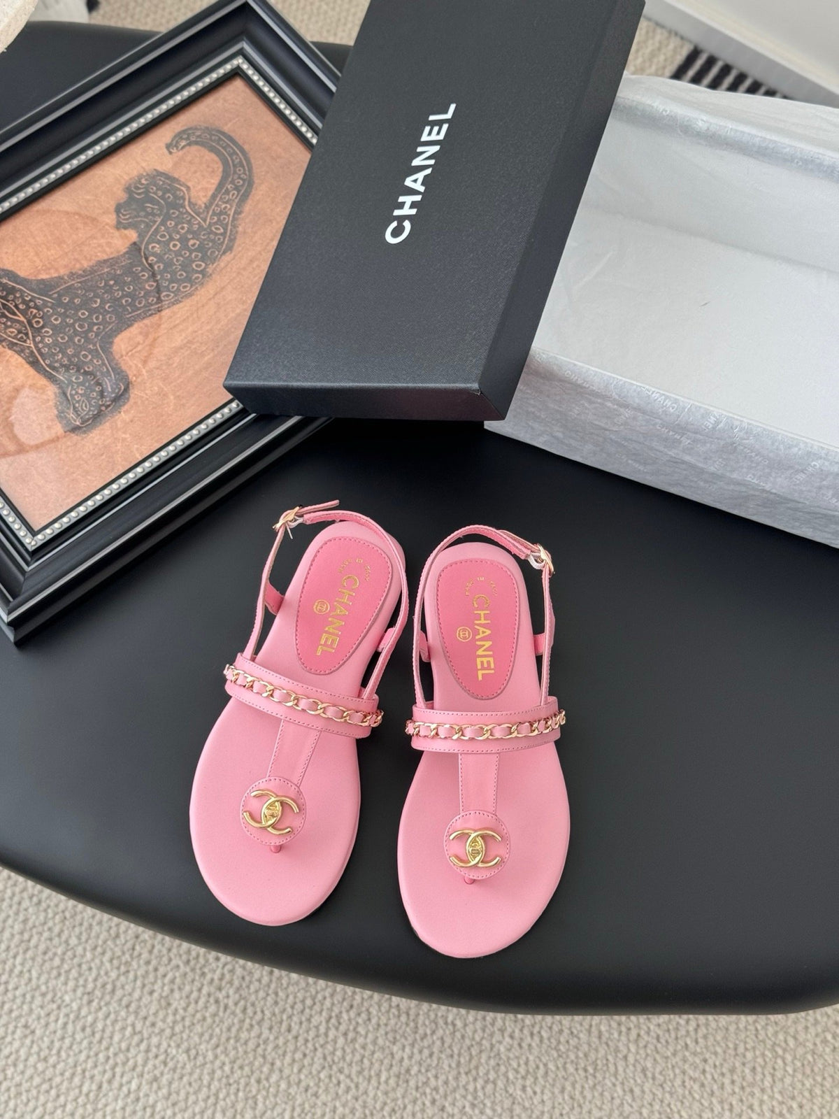 Chanel Women Pink Leather Sandals