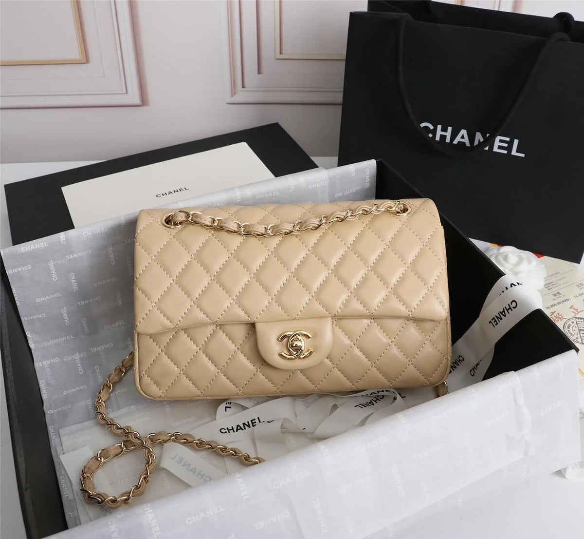Chanel Classic Flap Bag 25 Beige