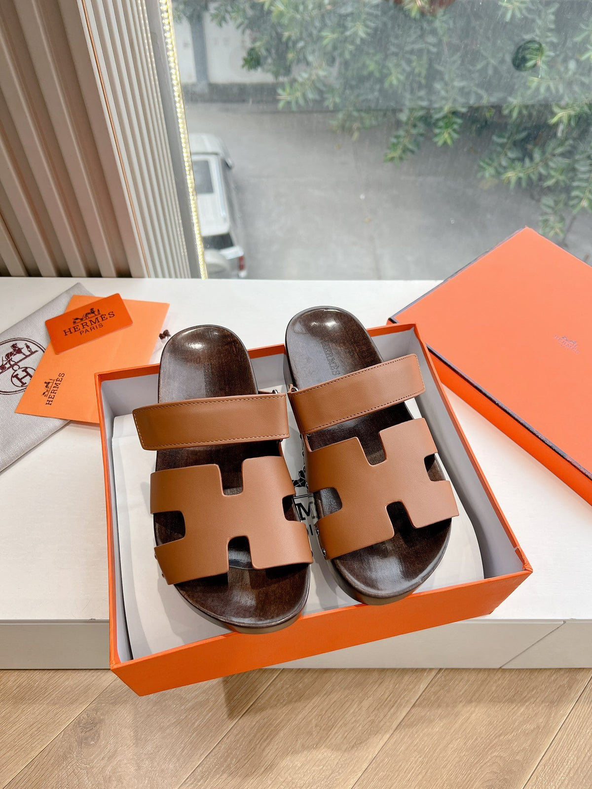 Hermes Women Brown Leather Sandals