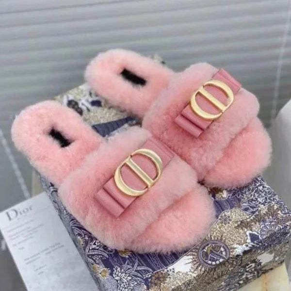 Christian Dior Wool Fur Slides