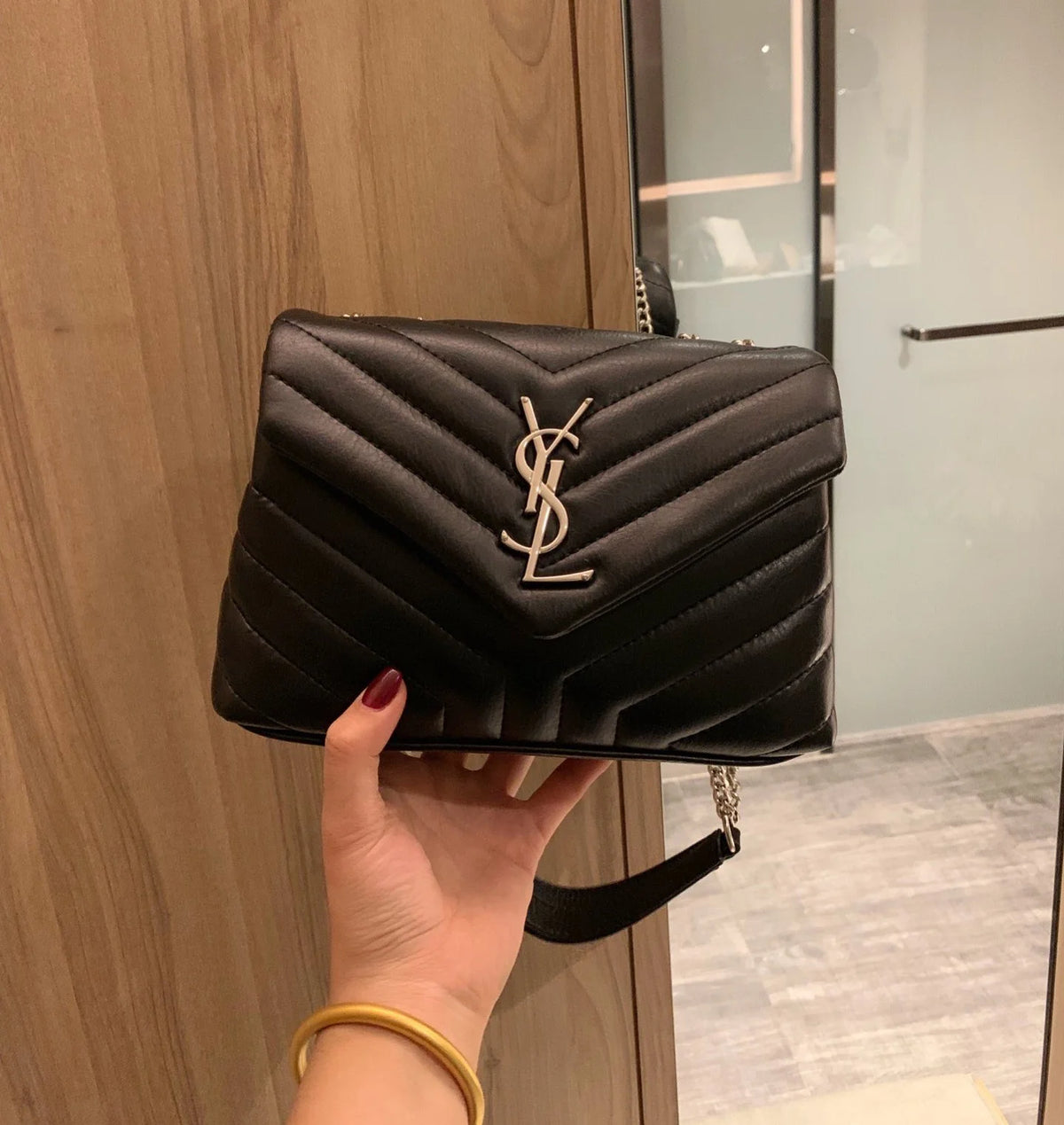YSL Loulou Small in Matelassé “Y” Leather Bag Silver Hardware