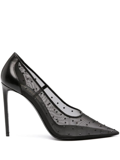 YSL Anja Rhinestone Mesh Pumps