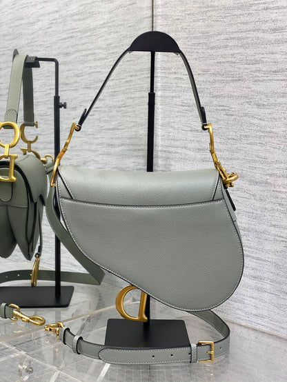 Dior Saddle Bag in Stone Gray Gold Hardware